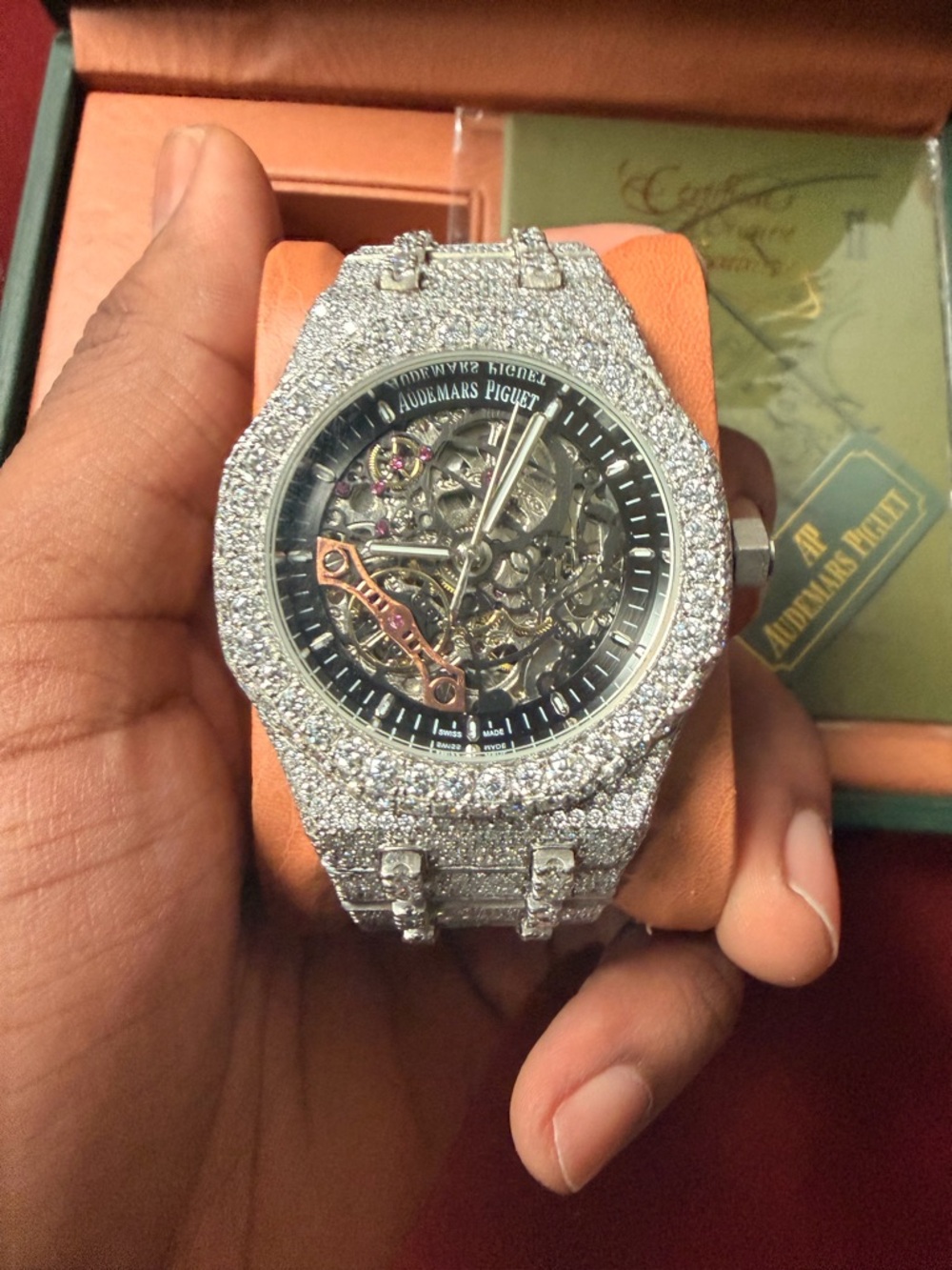 Audemars Piguet Silver and Black Mossinate Watch